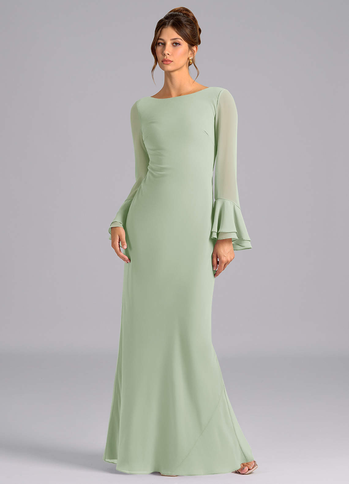 Azazie Leone Bridesmaid Dresses Dusty Sage Mermaid Corset Chiffon Dress image1