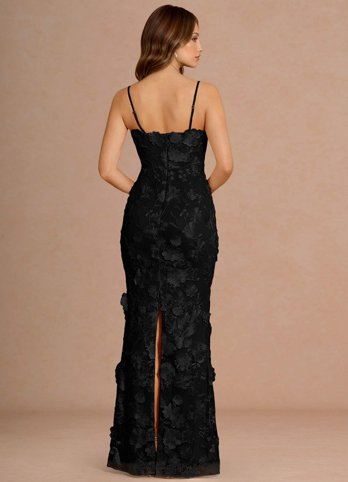 black lace backless maxi dress Francoise