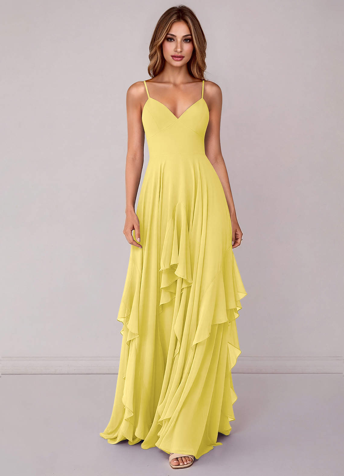 Azazie Zaina Canary Chiffon Bridesmaid Dresses
