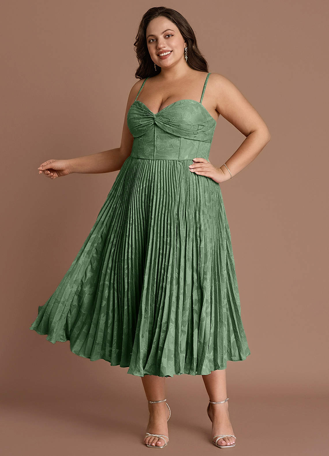 Annie Eucalyptus Pleated Midi Dress image1