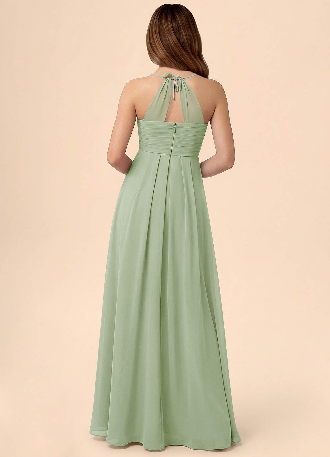 Azazie Ginny Junior Linia A Pofałdowany Szyfon Długość podłogi Młodsza druhna Sukienka image3