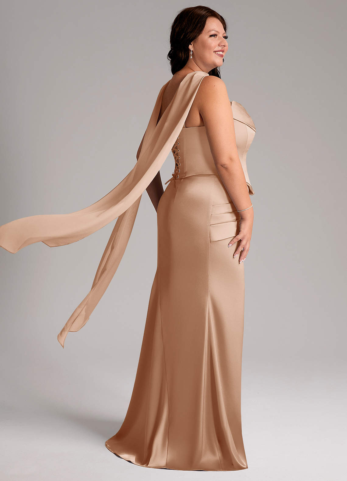 Azazie Sorrel Bridesmaid Dresses English Rose Mermaid Strapless Stretch Satin Convertible Dress image7