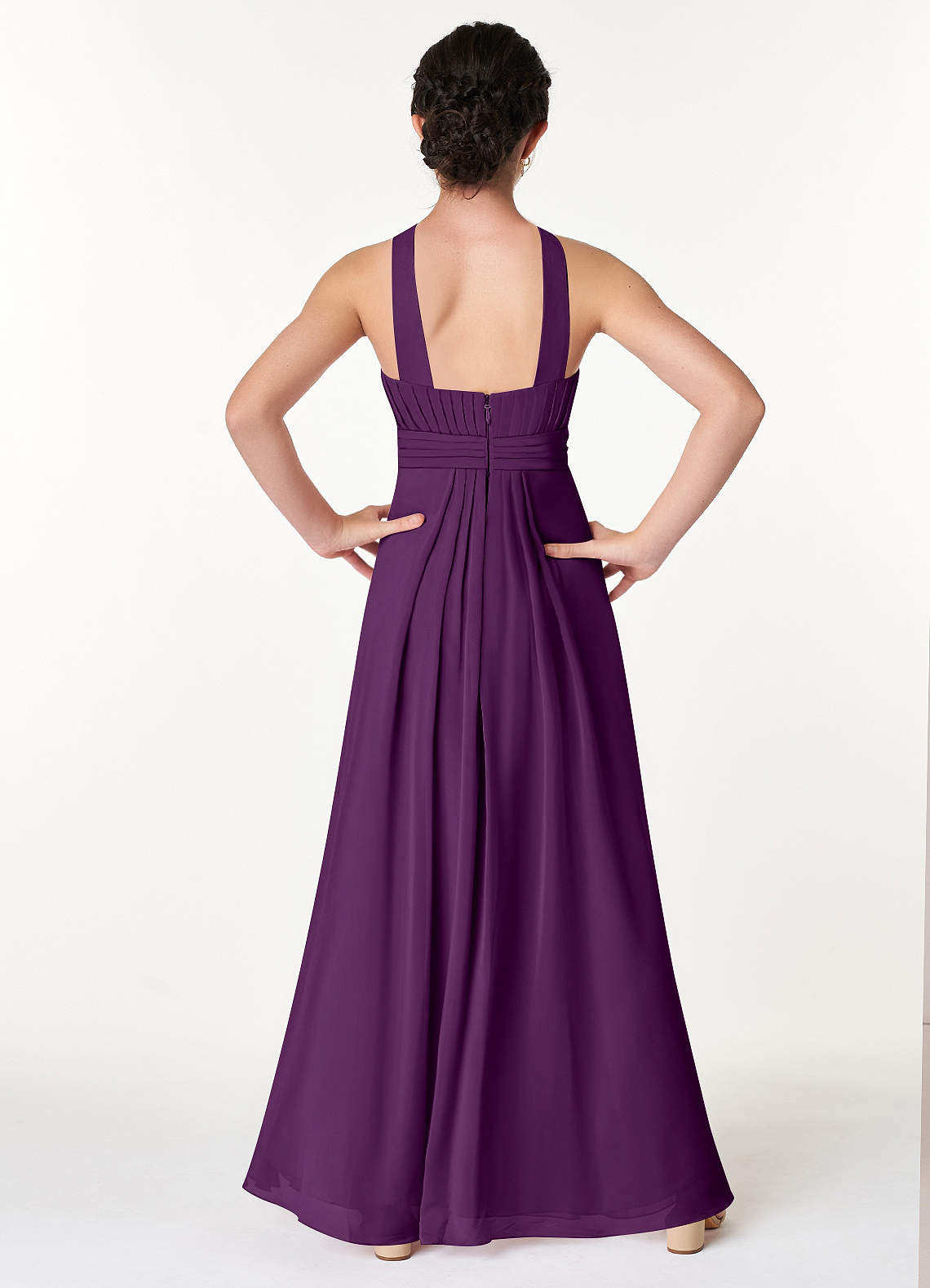 Lovely Purple Chiffon A-line Open Back Bridesmaid Dresses Lovely Purple Chiffon A-line Open Back Bridesmaid Dresses