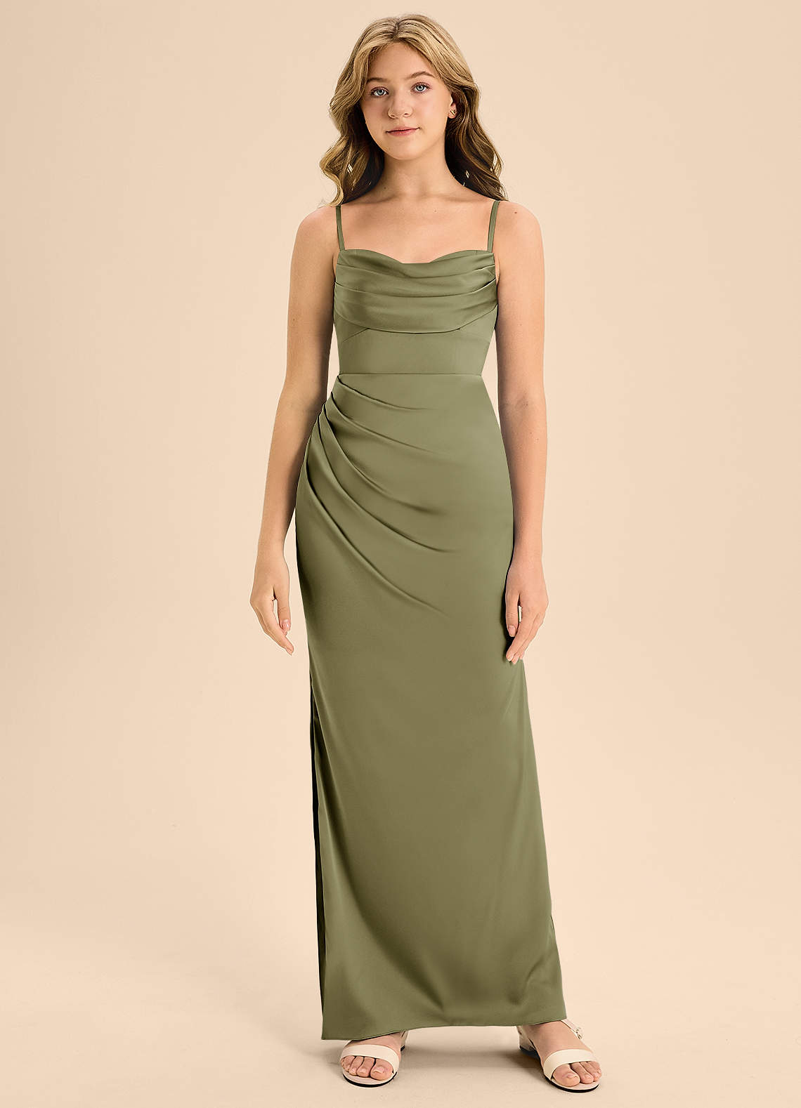 Azazie Mai Junior Pistachio A-Line Sweetheart Neckline Stretch Satin Dress image4