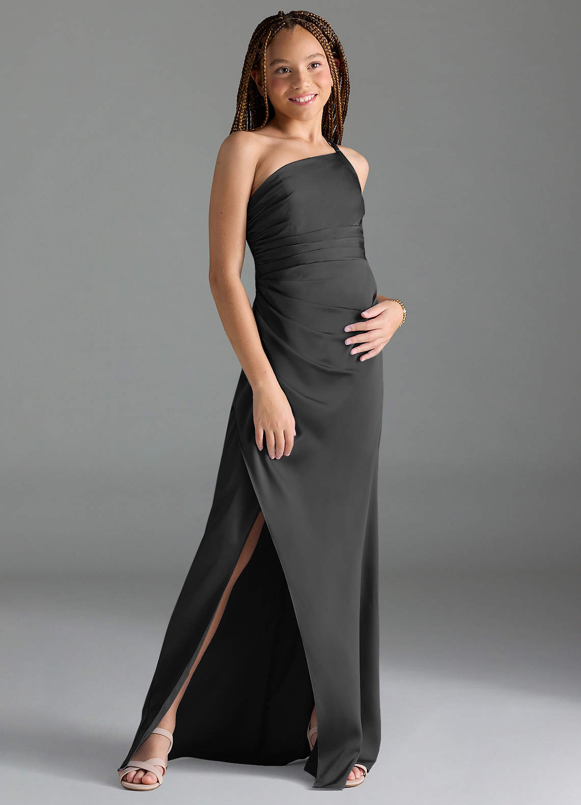 Azazie Eren Junior Klä av Tubklänning i Stretch Satin Plisserad image2