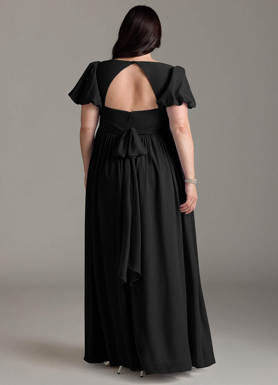 Azazie Madisynn Maternity Bridesmaid Dresses Bow Chiffon Floor-Length Dress image5