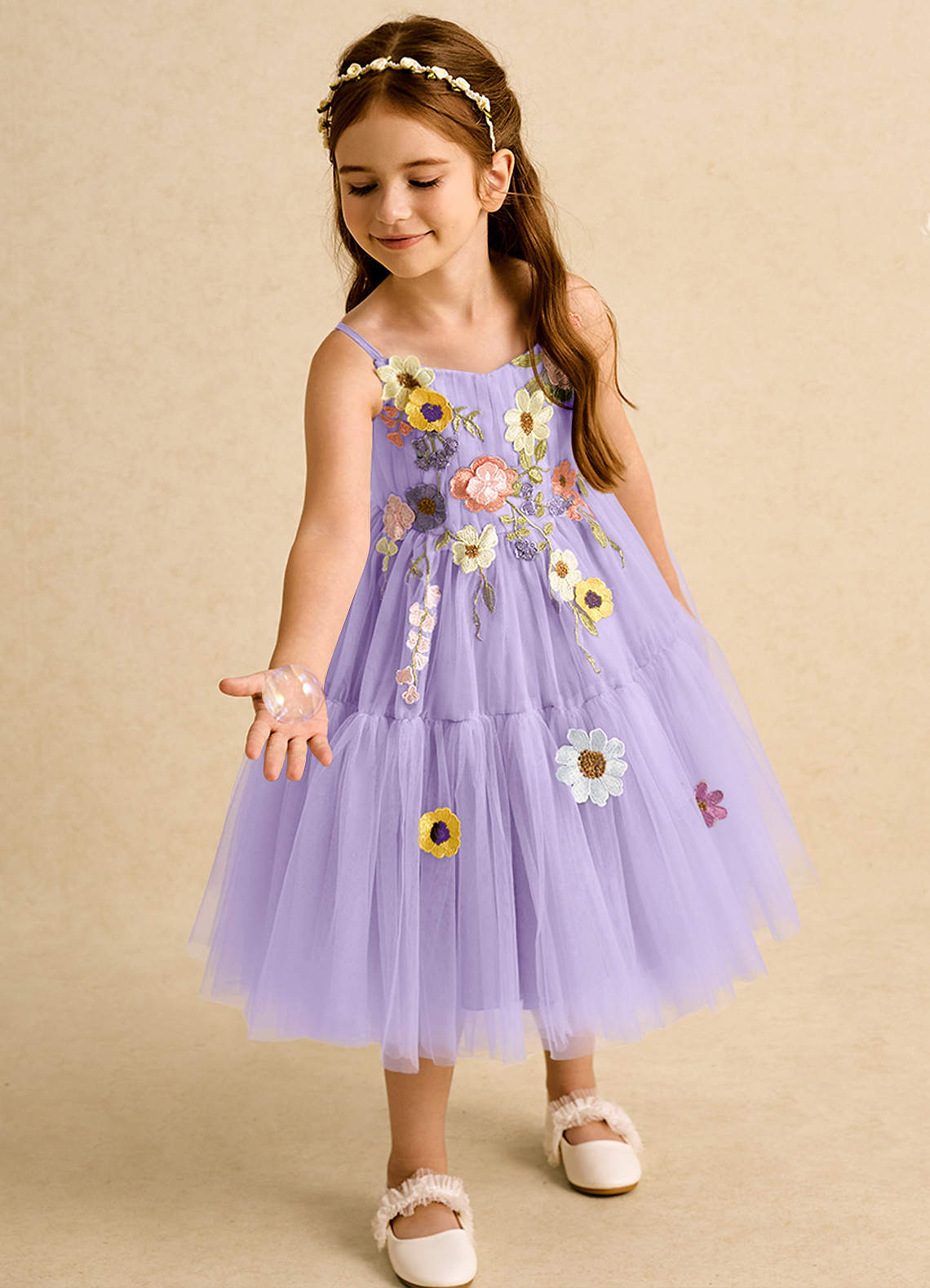 Azazie Osea vestidos de niña de las flores Vestido de Lila de Tul de Princesa con Plisado image1