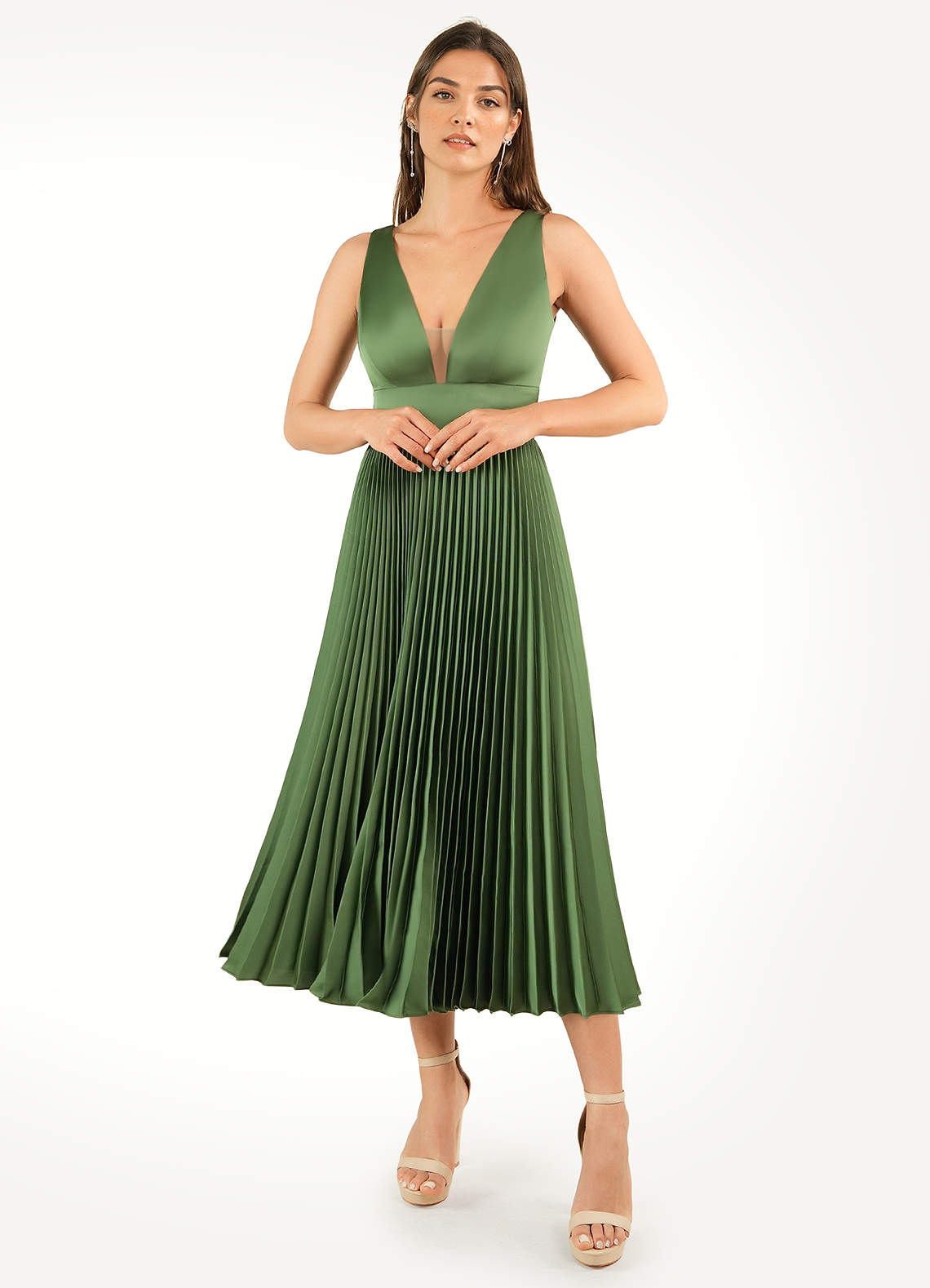 Atana Midi Dress in Green Palm Tree Tiles Print