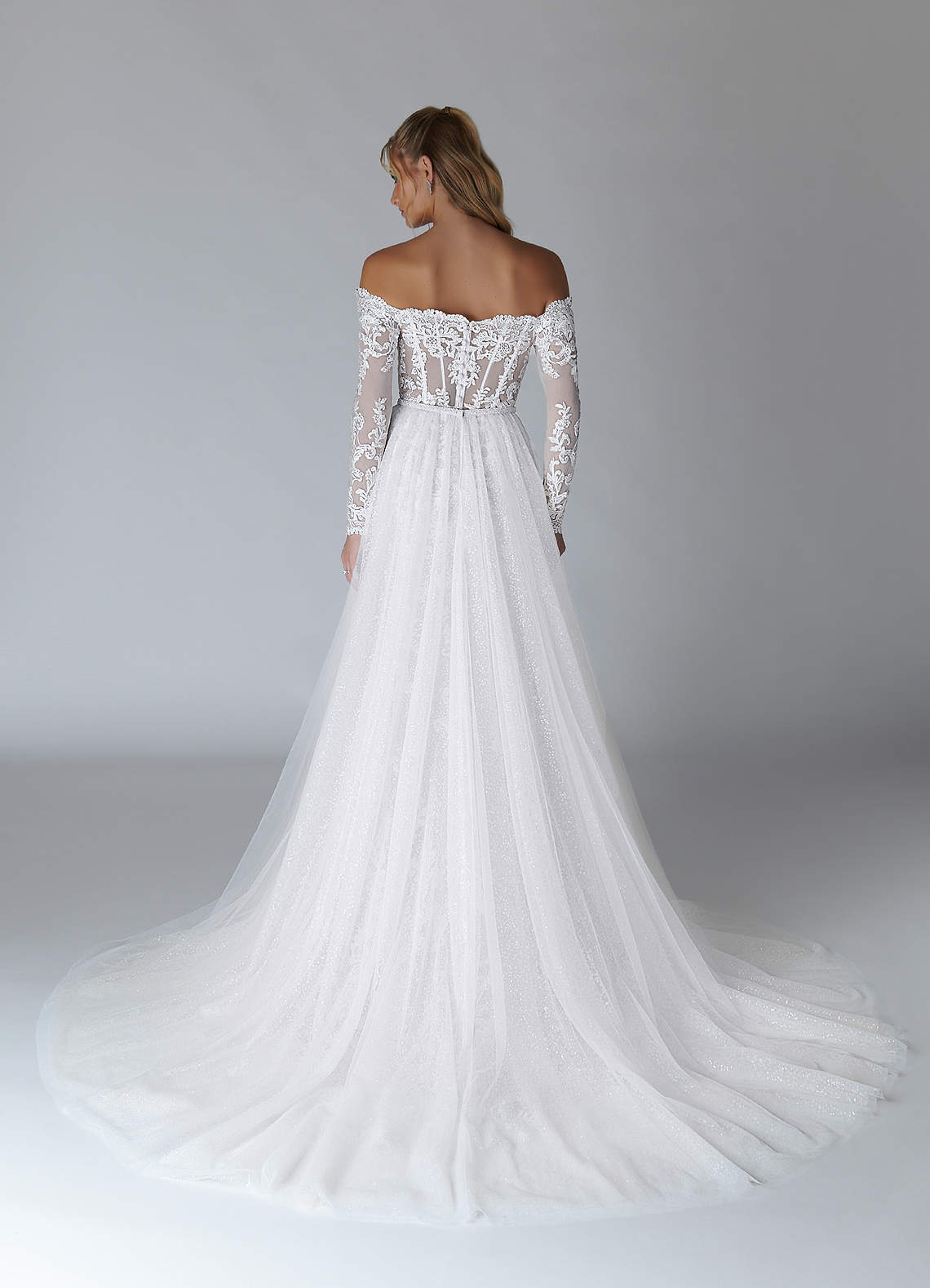 Azazie Solaris Wedding Dresses Diamond White A-Line V-Neck Sequins Tulle Dress image1
