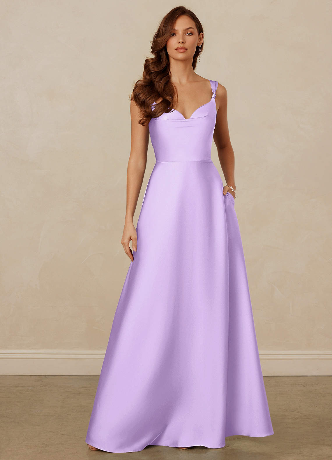 Christian Siriano Bridal for Azazie 1001 Brautjungfernkleider A-Linie Herzausschnitt Stretch-Satin Kleid Flieder image1