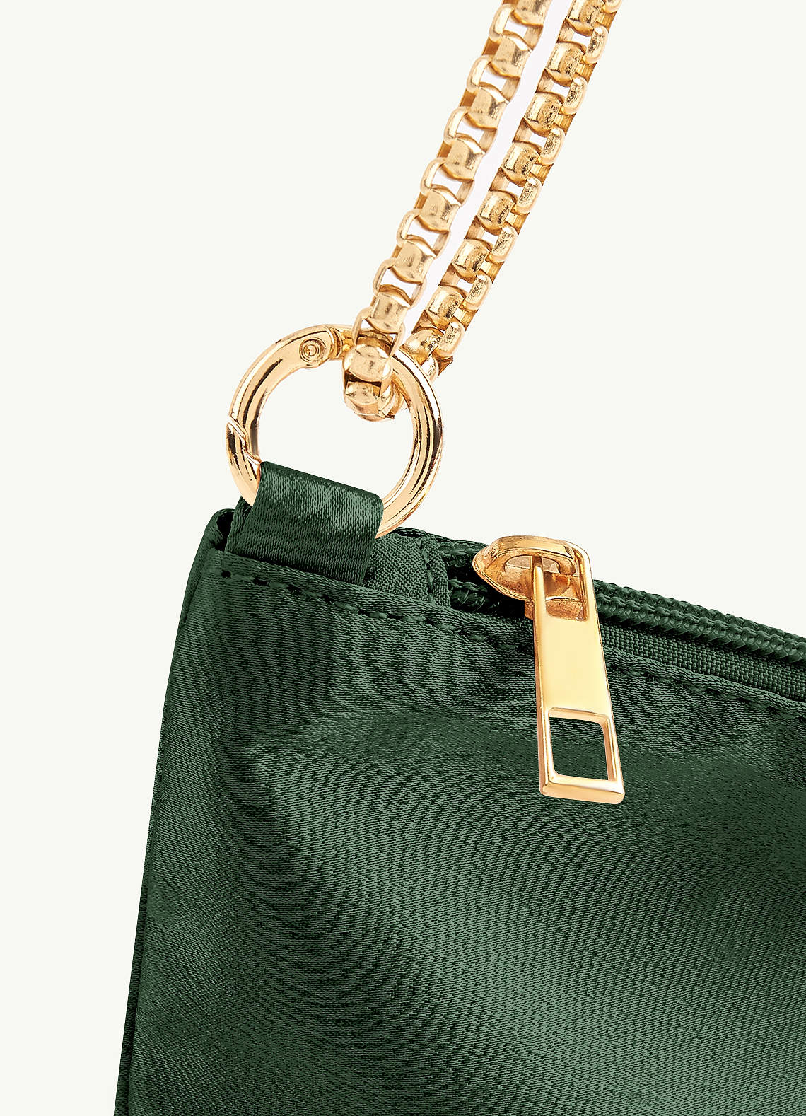 front Matching Color Metallic Satin Adjustable Shoulder Bag