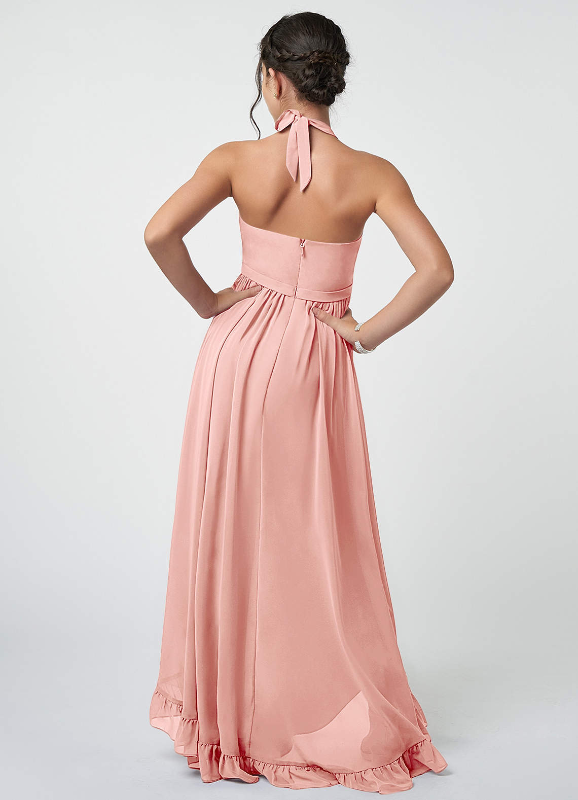 crisscross high neck mesh bridesmaid dress Blair Gown main image 1