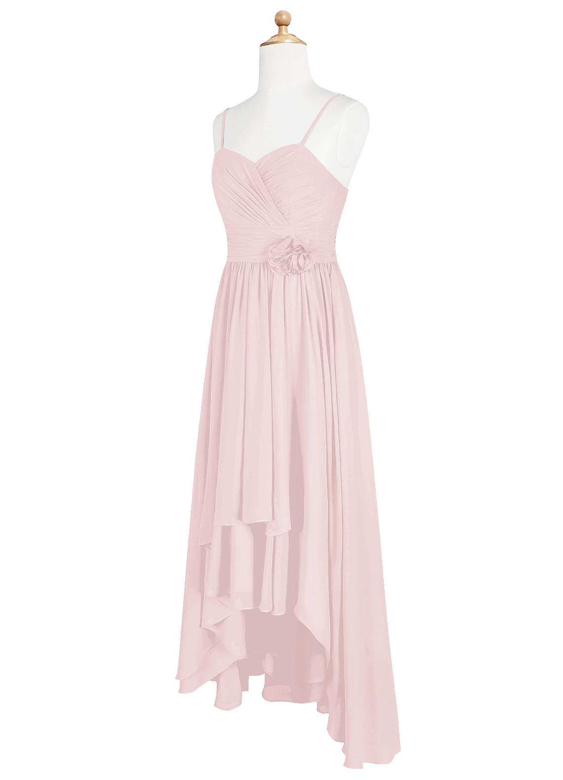 Azazie Catalina Junior Blushing Pink A-Line Ruched Chiffon Dress image7