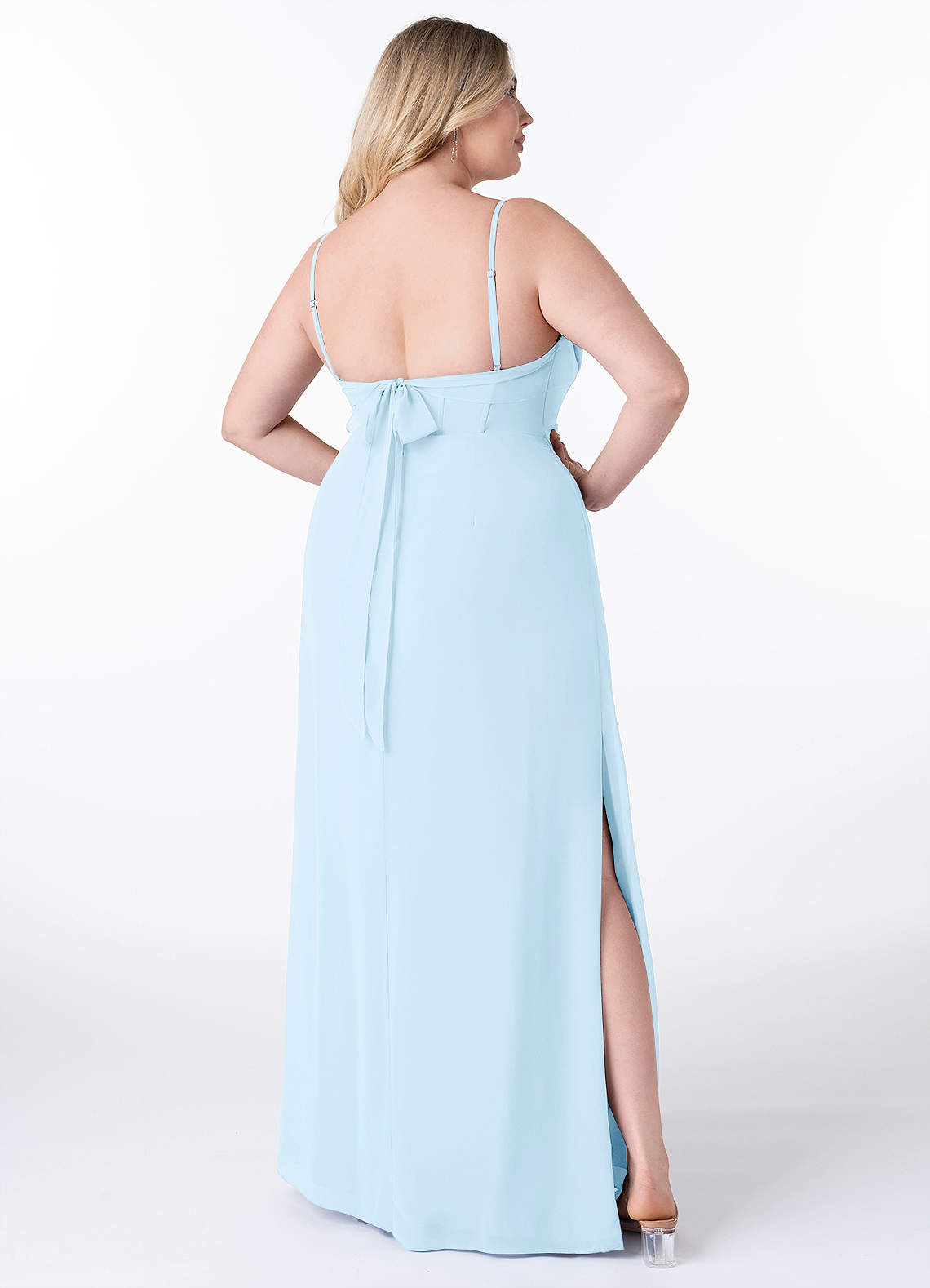 Azazie Mai Bridesmaid Dresses Sky Blue Sheath Pleated Chiffon Dress image8