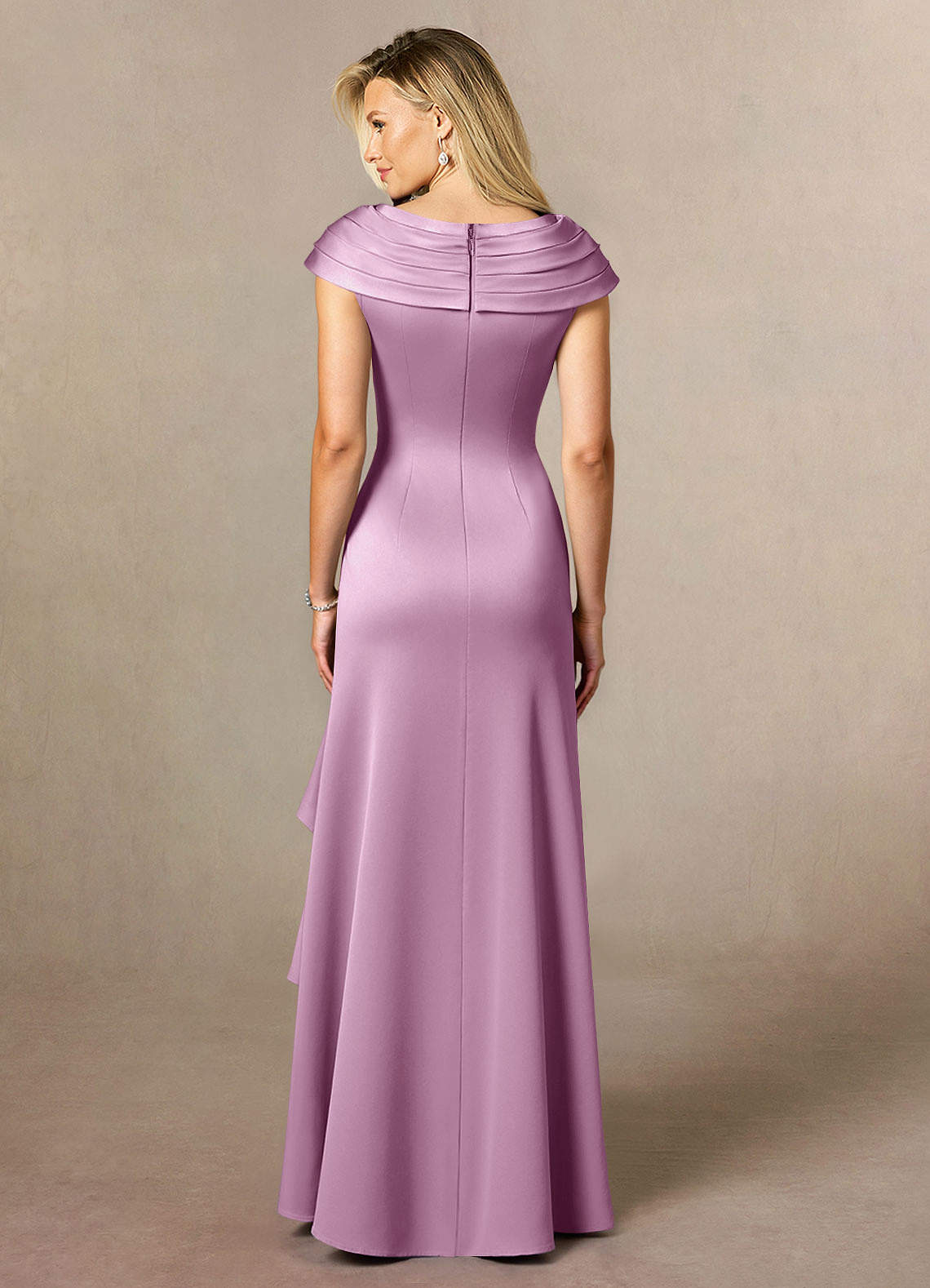 Azazie Anderson Mother of the Bride Dresses Wisteria A-Line Pleated Stretch Satin Dress image1