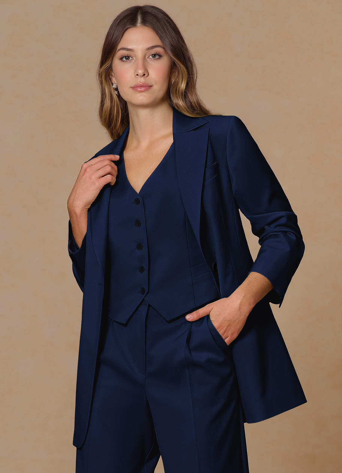front Rowan Blue Refined Weave Performance blazer