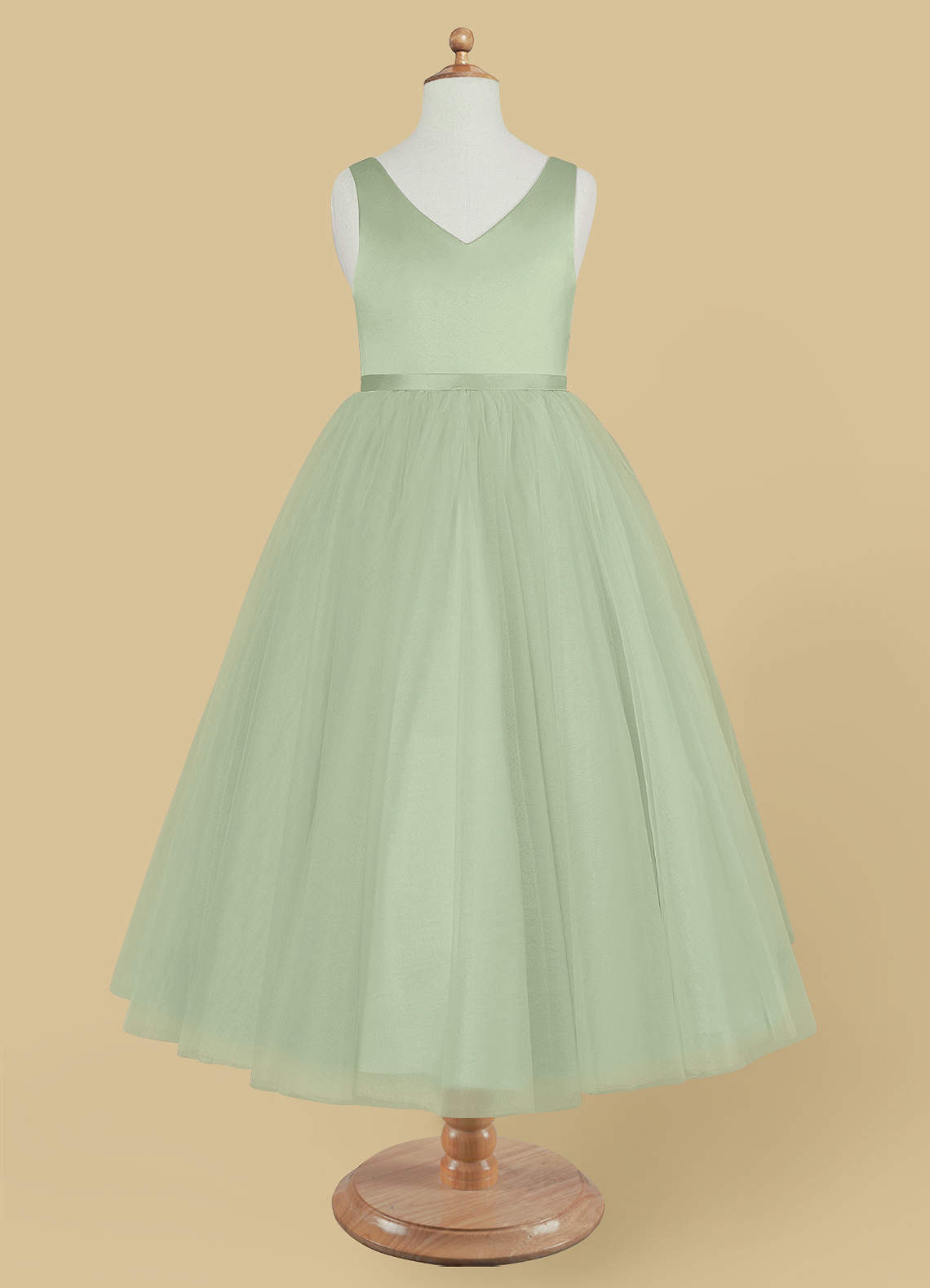 Azazie Marybell Dusty Sage A-Line Bow Tulle Dress | Azazie