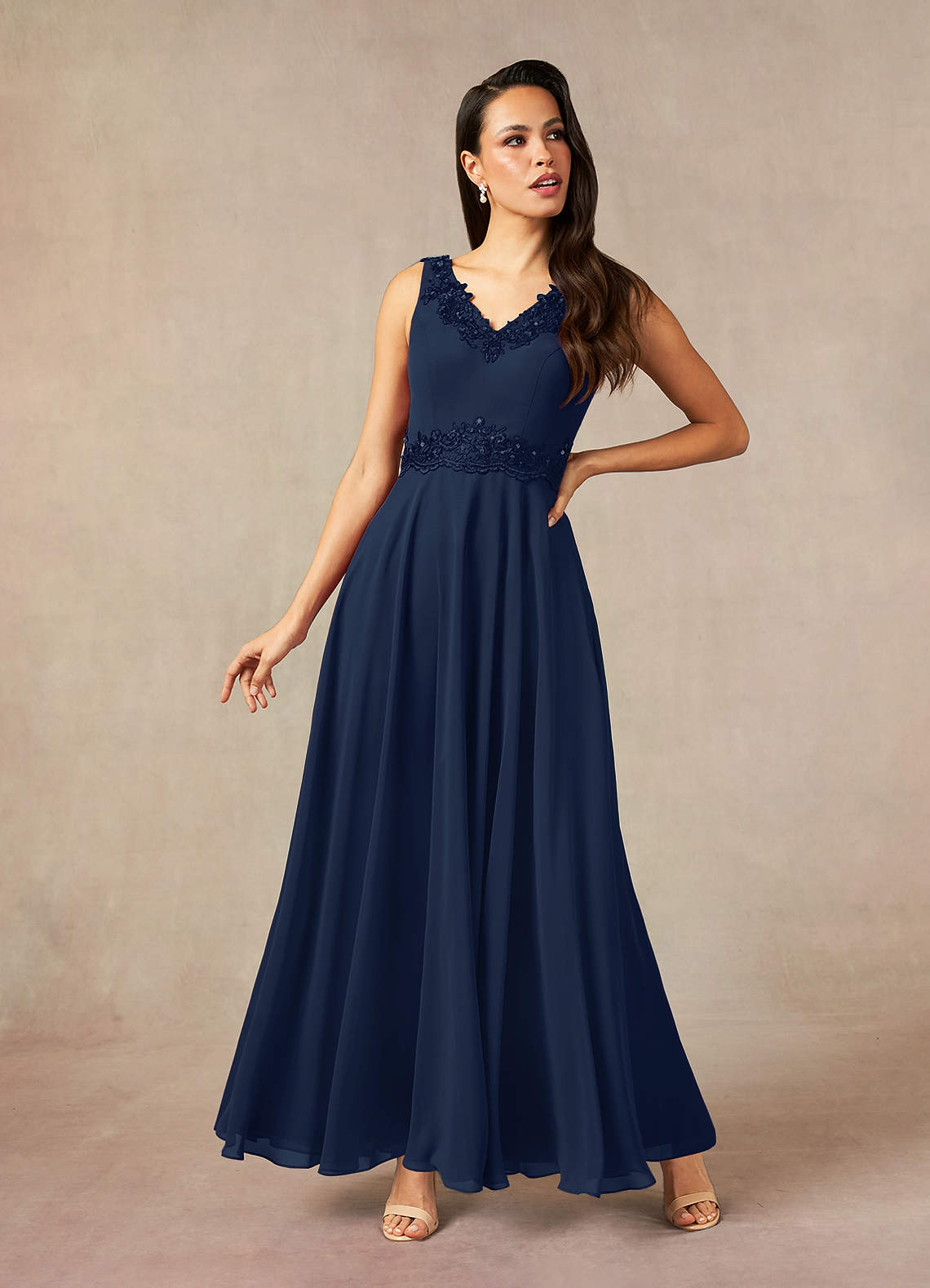 Azazie Devana Mother of the Bride Dresses Dark Navy A-Line Sequins Chiffon Dress image11