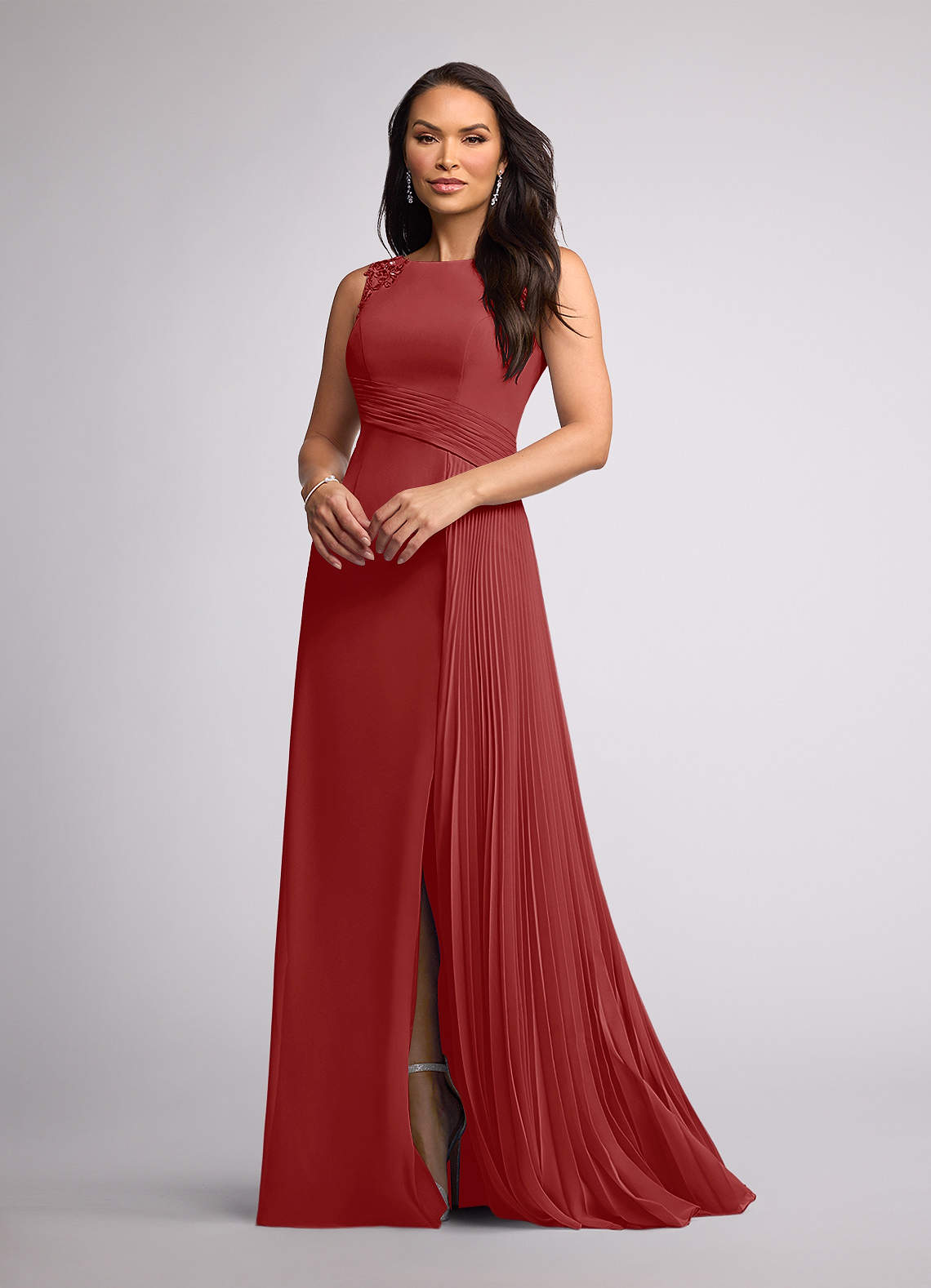 Azazie Galvan Mother of the Bride Dresses Rust A-Line Sequins Chiffon Dress image1