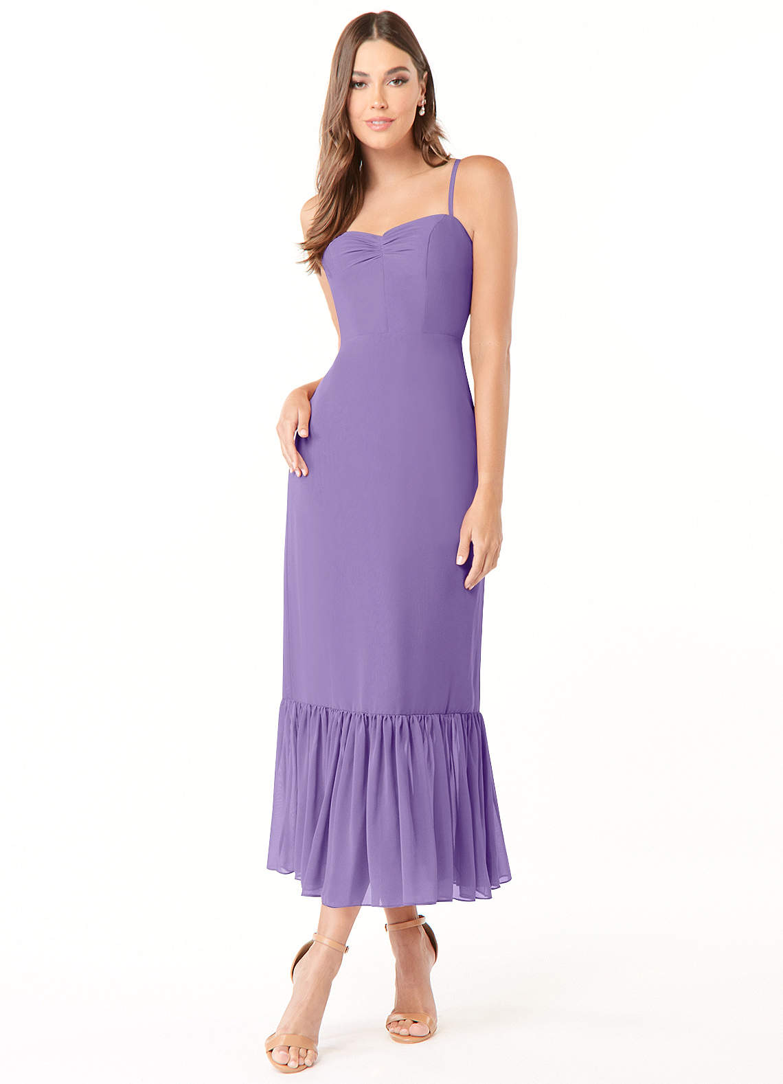 Azazie Justina Bridesmaid Dresses Tahiti A-Line Sweetheart Neckline Chiffon Dress image1