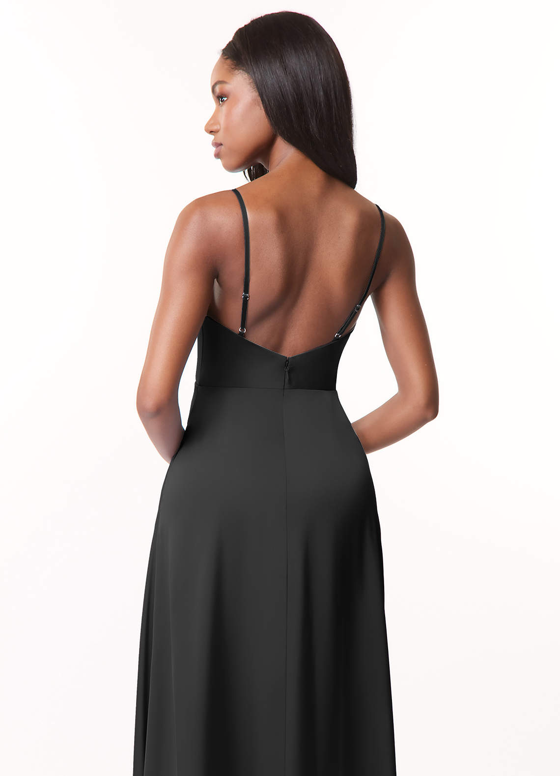 Azazie Brielle Ready to Ship Black Stretch Satin Bridesmaid