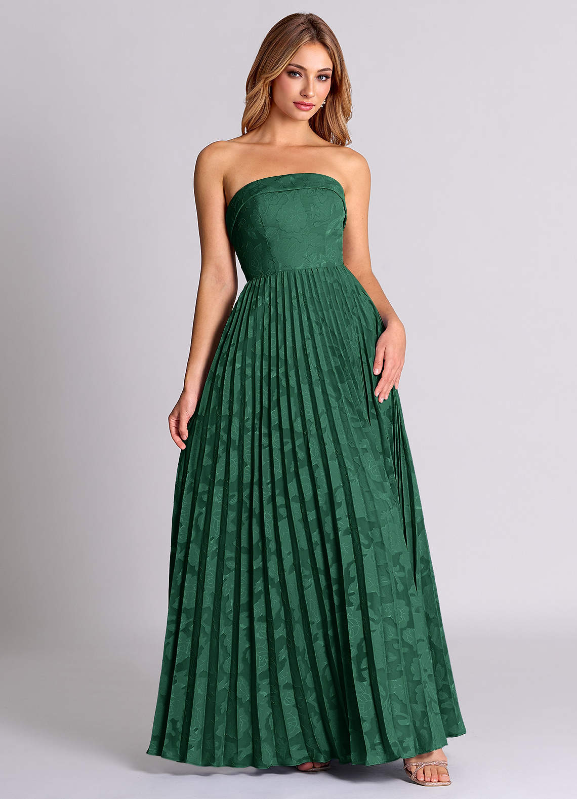 Azazie Mariana Dark Green Floral Burnout Bridesmaid Dresses | Azazie