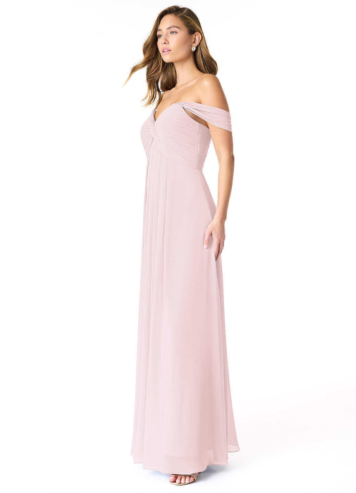 Blushing Pink Empire A-line Designer Charmeuse Yesha Formal Dress