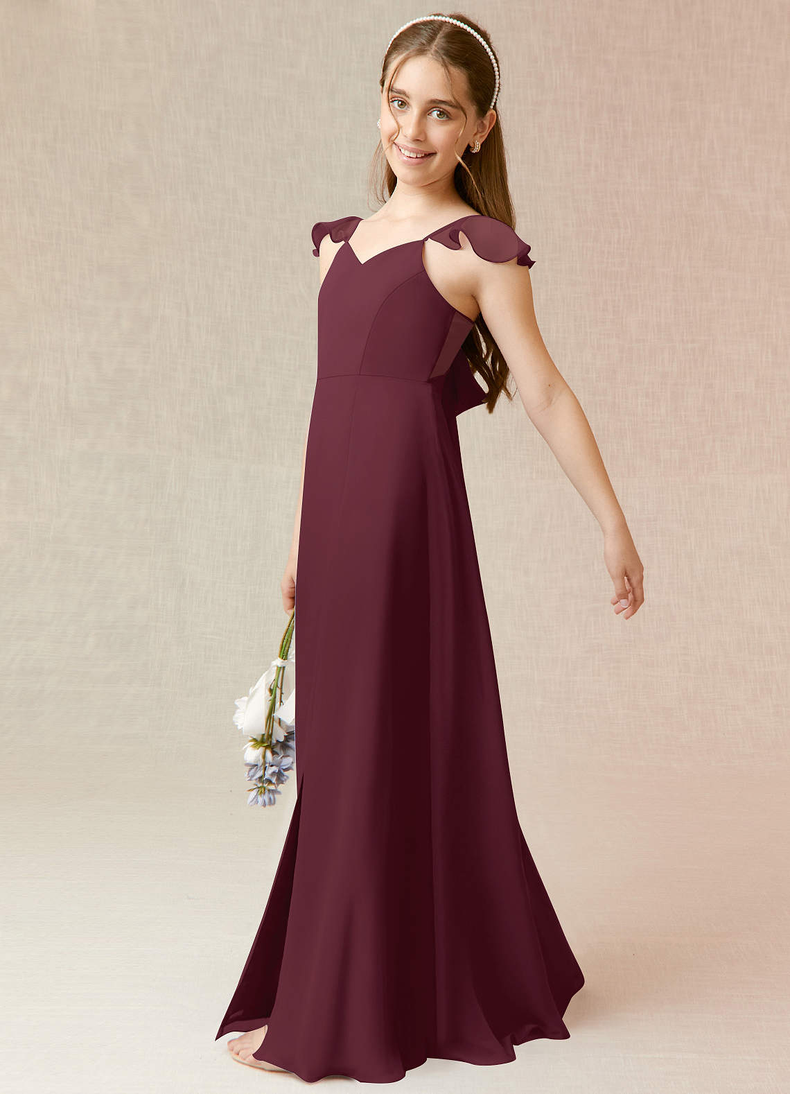 cabernet junior bridesmaid dresses A-Line Bowknot One Shoulder Junior Bridesmaid Dress DUNTERY