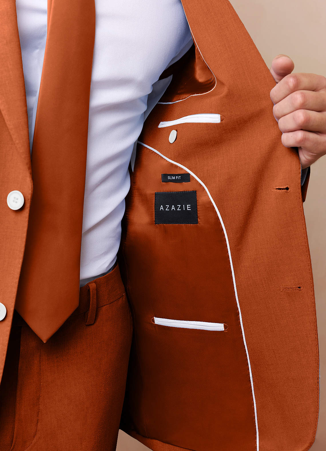 front James Burnt Orange Structured Stretch Suit Jacket