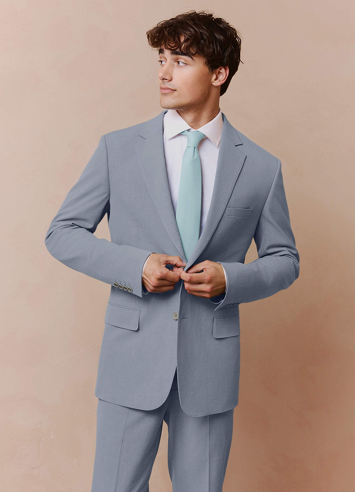 front Savile Light Blue Wool Blend Suit Jacket