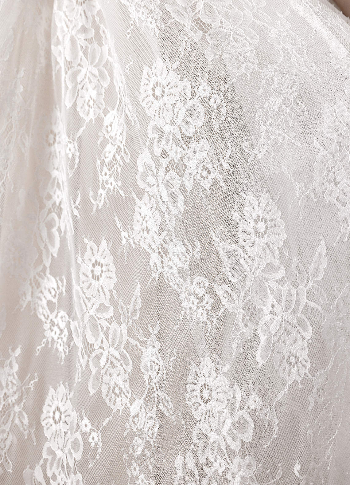 Azazie Demetria Wedding Dresses Diamond White Ball-Gown Strapless Lace Dress image4