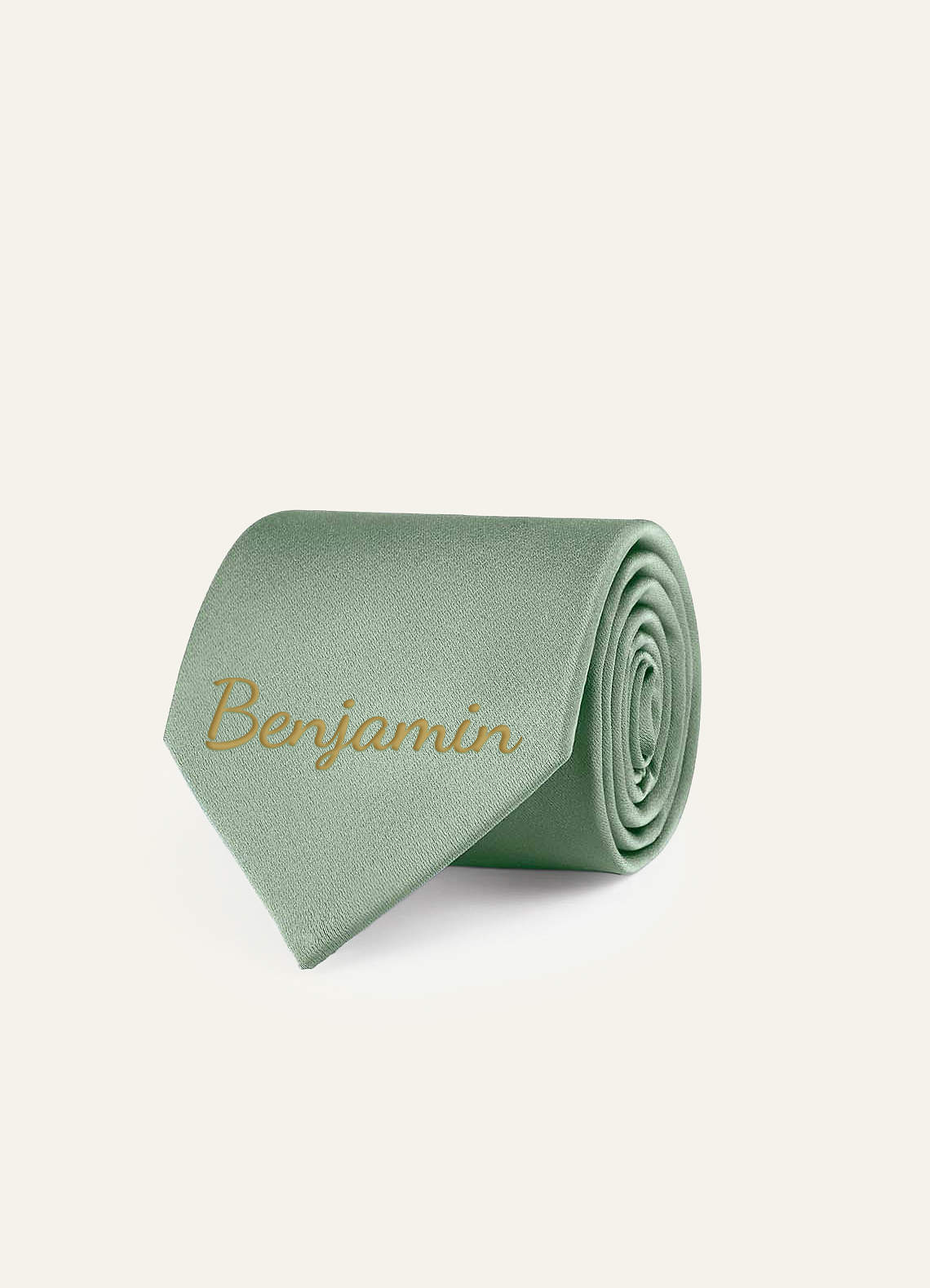 front Personalisierte breite Krawatte aus Stretch-Satin mit Stickerei