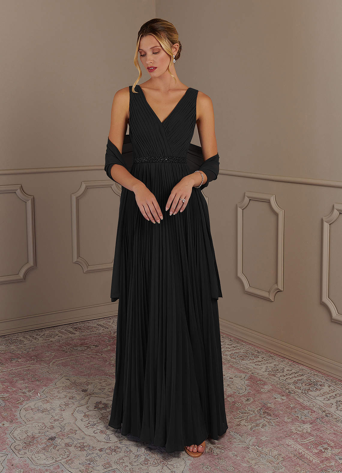 Azazie Kris Mother of the Bride Dresses A-Line Sequins Chiffon Floor-Length Dress image1