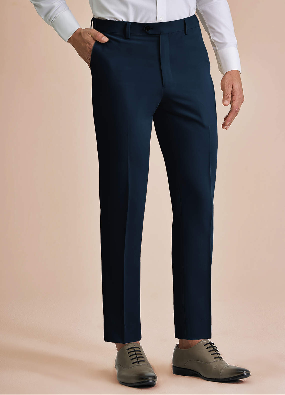 front William Bleu Marin Pantalon habillé
