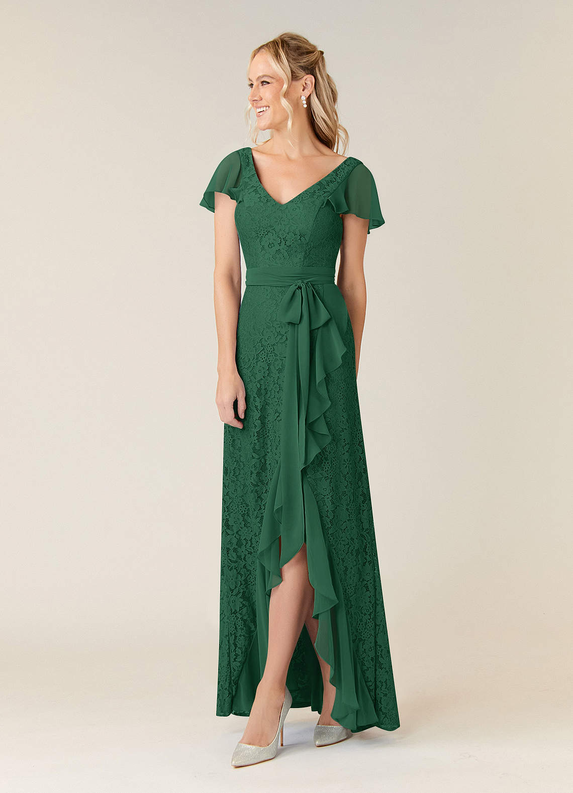 Dark Green Chiffon A Line Prom Dresses LBQ0879 main image 1