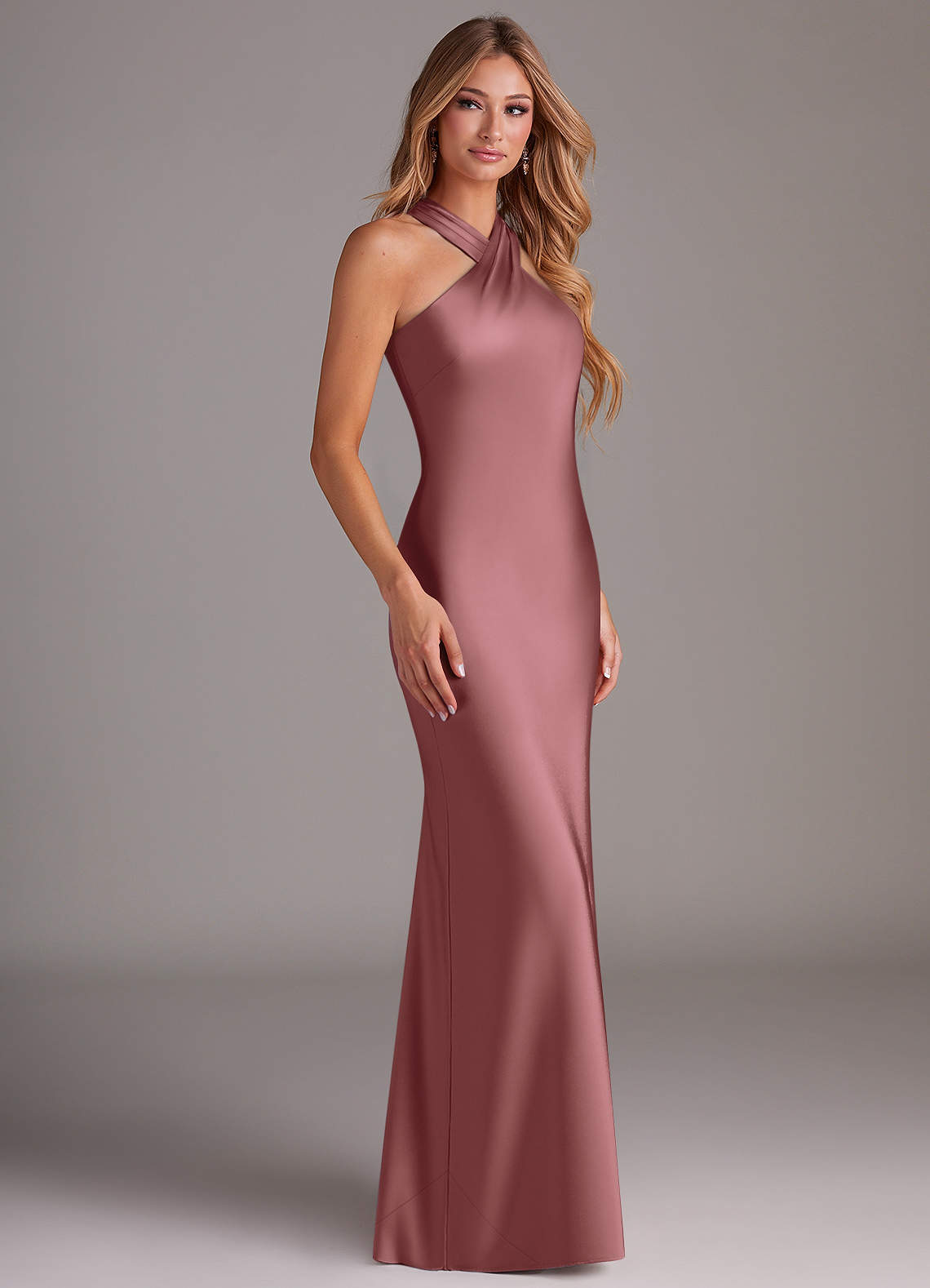 Azazie Doretta Bridesmaid Dresses Amethyst Mermaid Pleated Stretch Satin Dress image3