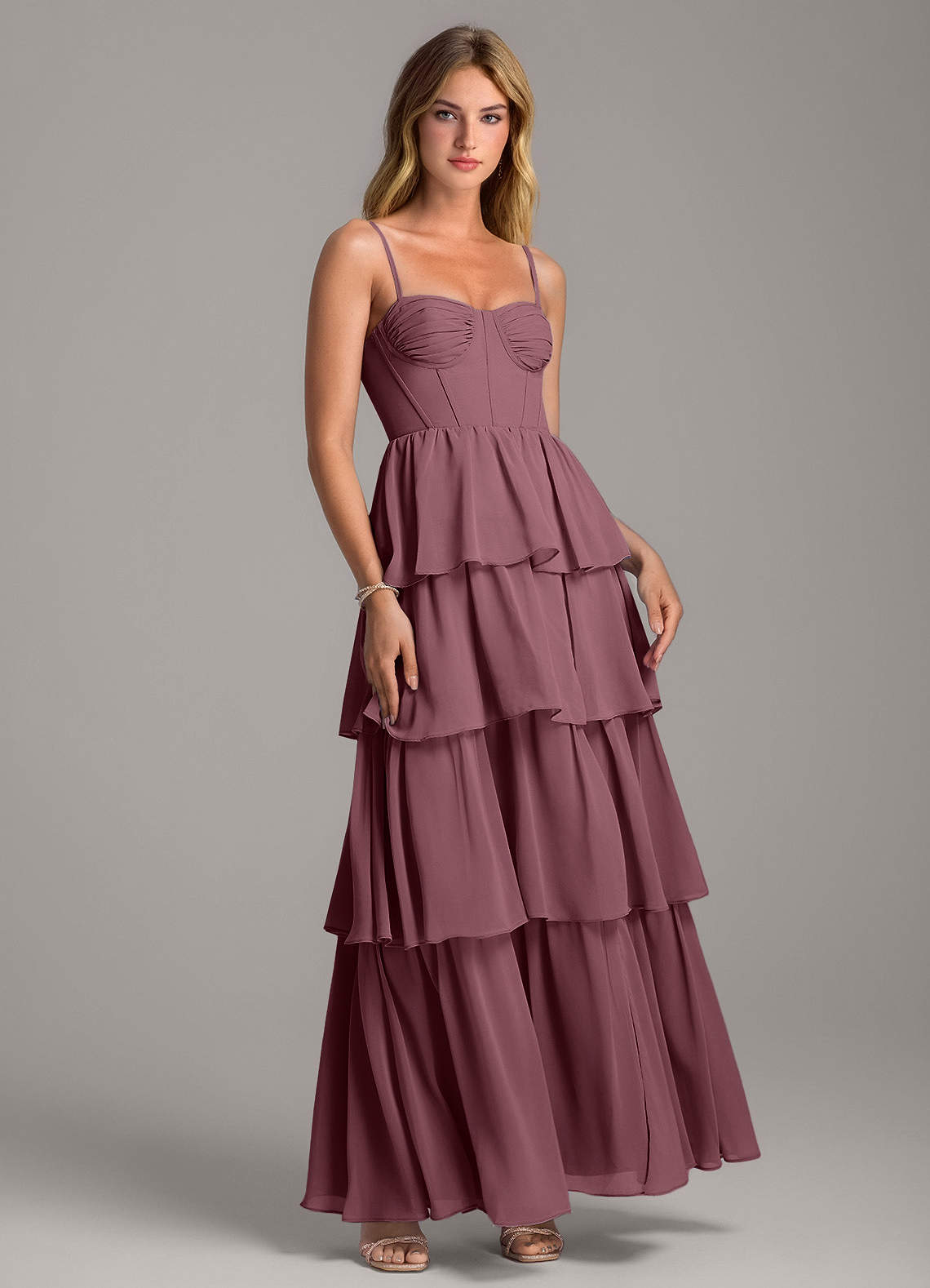 Azazie Alanna Bridesmaid Dresses Sangria A-Line Sweetheart Neckline Chiffon Dress image1