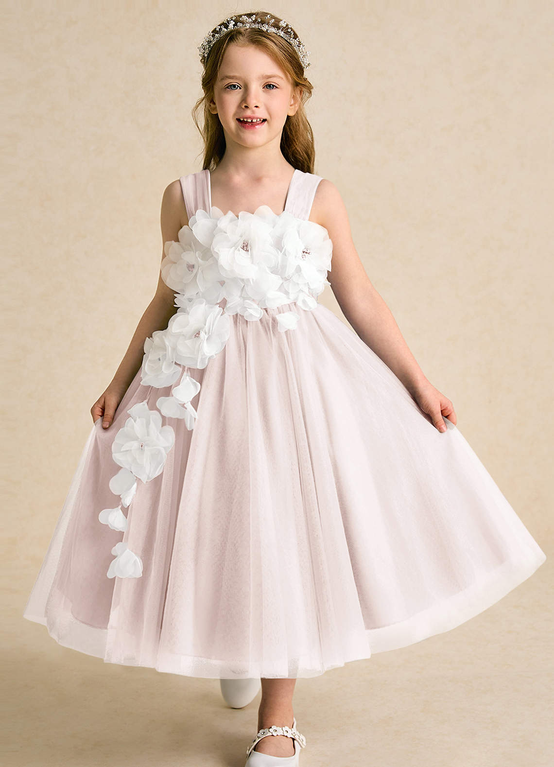 Azazie Dovey Flower Girl Klänningar Klänning Balklänning i Tyll Rosett image1