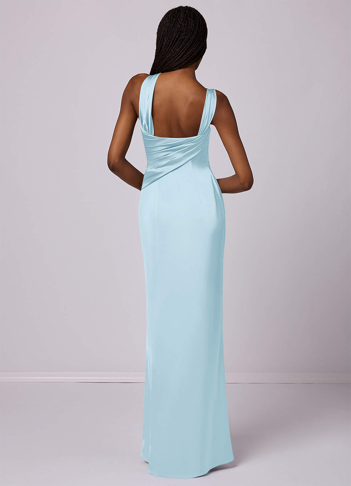 Barbie ♥ Azazie Bridesmaid Dresses Sky Blue Mermaid One Shoulder Stretch Satin Dress image1