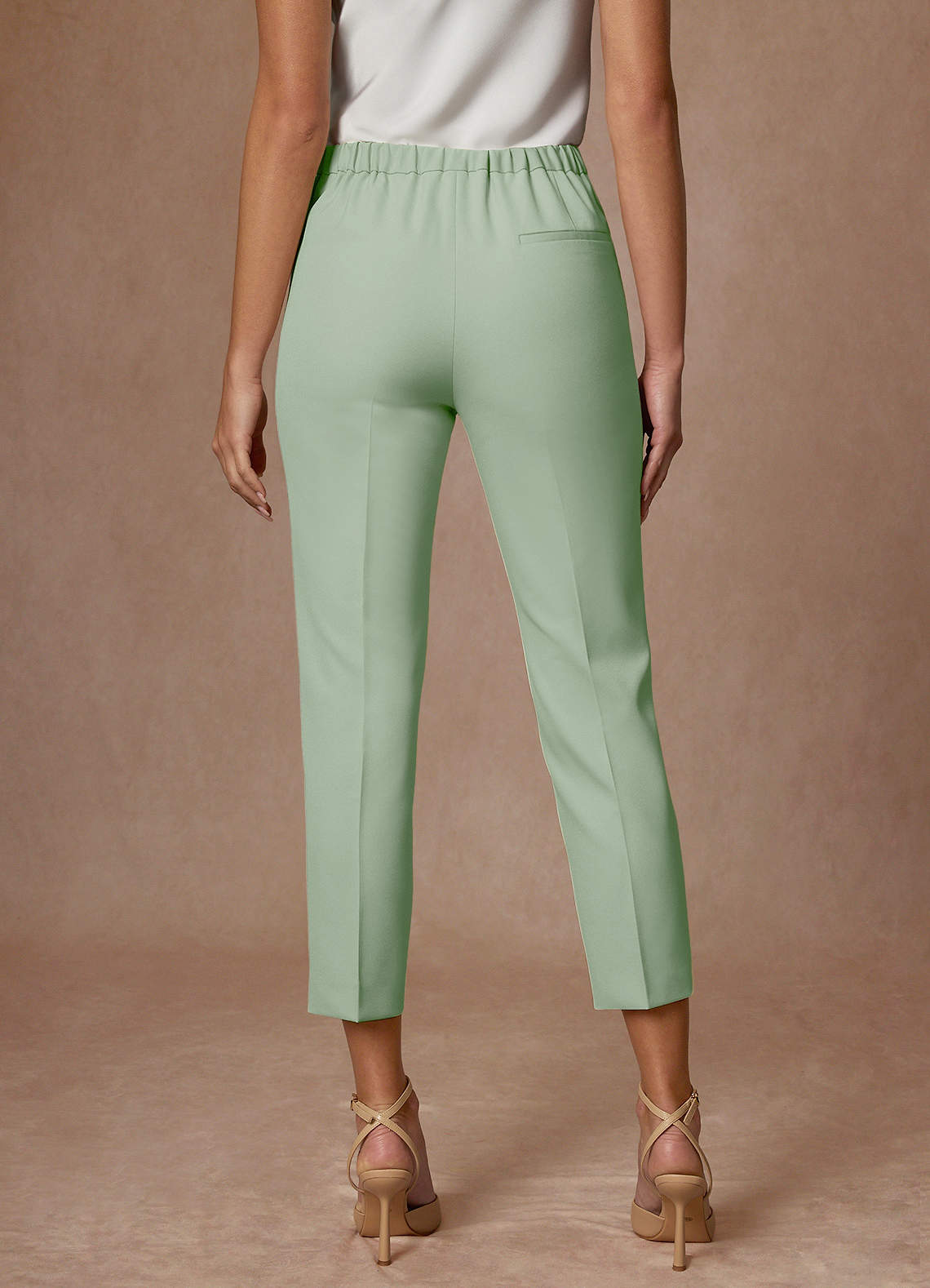 front Kennedy Dusty Sage Structured Stretch Dress Pants