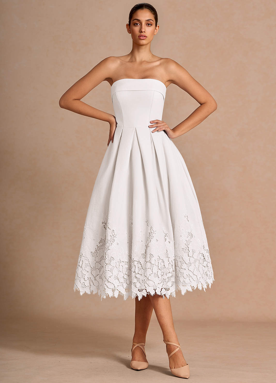 white midi fitted dress Lady Black Tie - Leanne Midi Dress - White