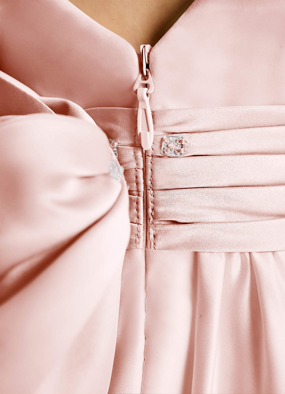 Azazie Sosie Robe Demoiselle D'honneur Fillette Robe Trapèze en Mat Satiné Plissée Rose Blush Rose Blush image5