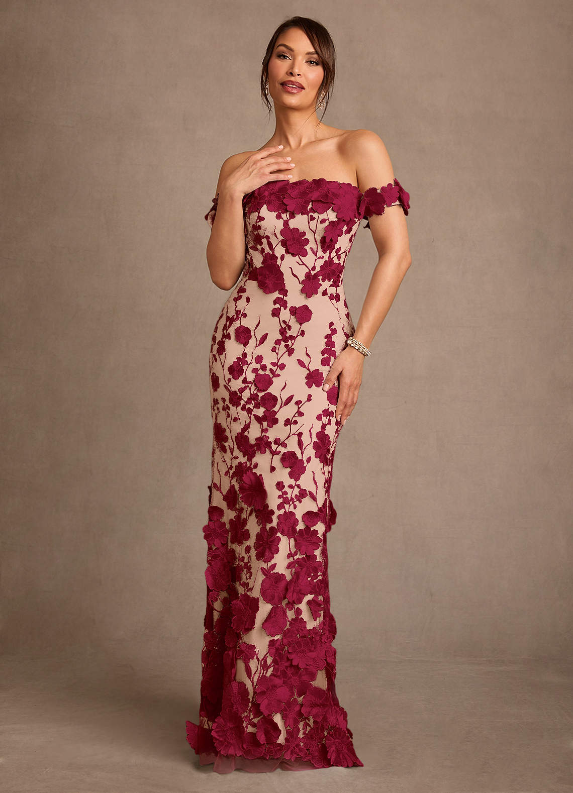burgundy and champagne dress Charming Tulle Champagne With Burgundy Lace Applique Off Shoulder Tulle Dress, Cute Party Dress 2019