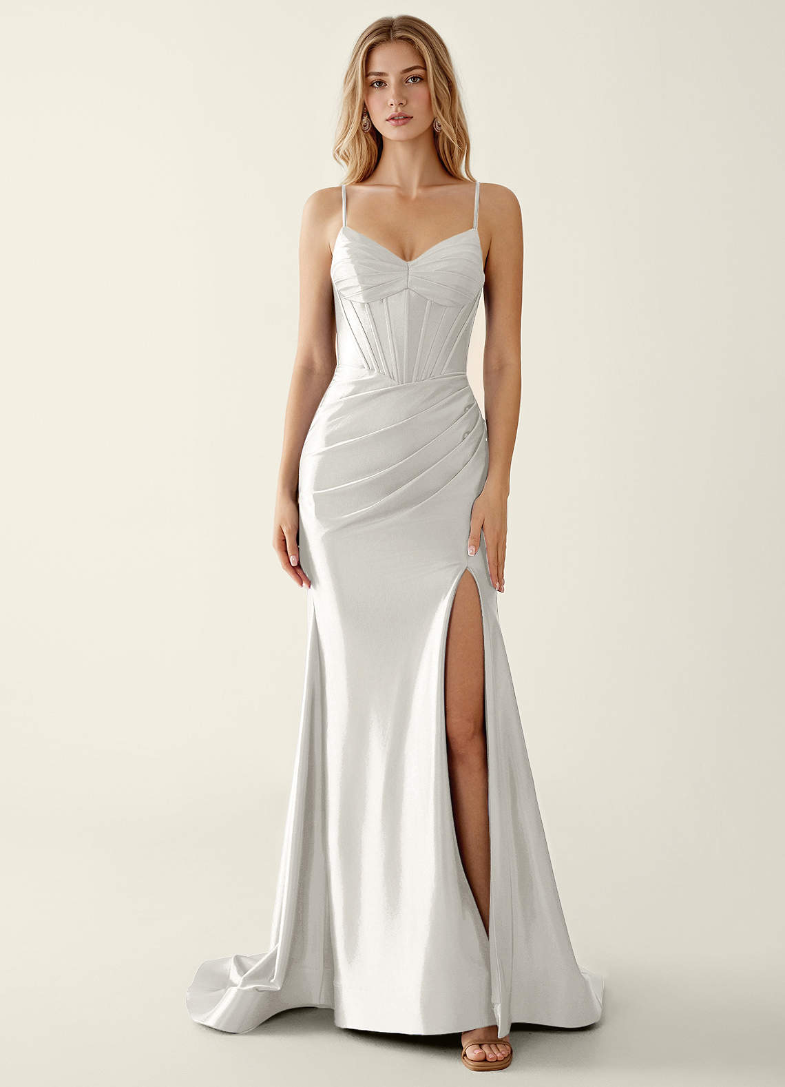 strapless open back dress Princess A Line Off the Shoulder Light Pink Long Prom Dress with Ruffl main image 1