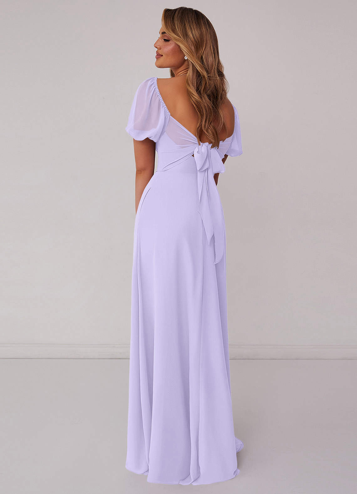 Barbie ♥ Azazie Bridesmaid Dresses Chiffon A-line Dress with Puff Sleeves image2