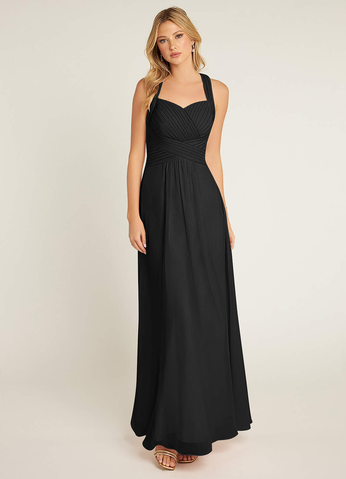Azazie Claudia Bridesmaid Dresses Black A-Line Sweetheart Neckline Chiffon Dress image1