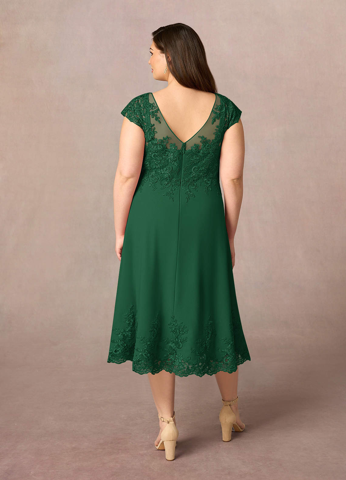 Azazie Terrano Mother of the Bride Dresses Dark Green A-Line Scoop Lace Dress image7
