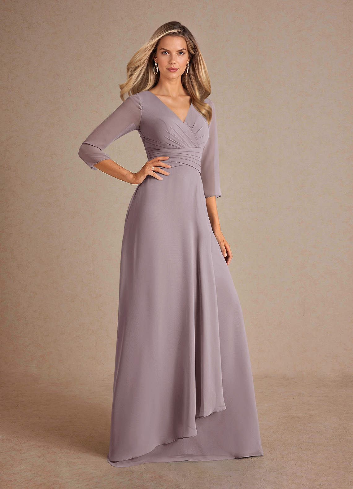 Azazie Mayfield Abiti per la Madre della Sposa Abito A-Line in Chiffon Plissettato Dusk image3
