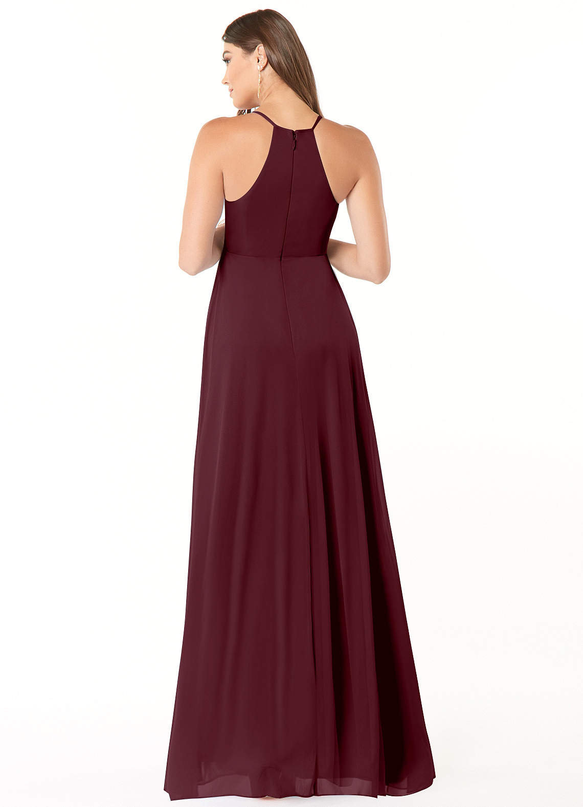 Azazie Annabelle vestidos de dama de honor de maternidad Vestido de Corte En A Cuello en V plisado Hasta el suelo Malla image1