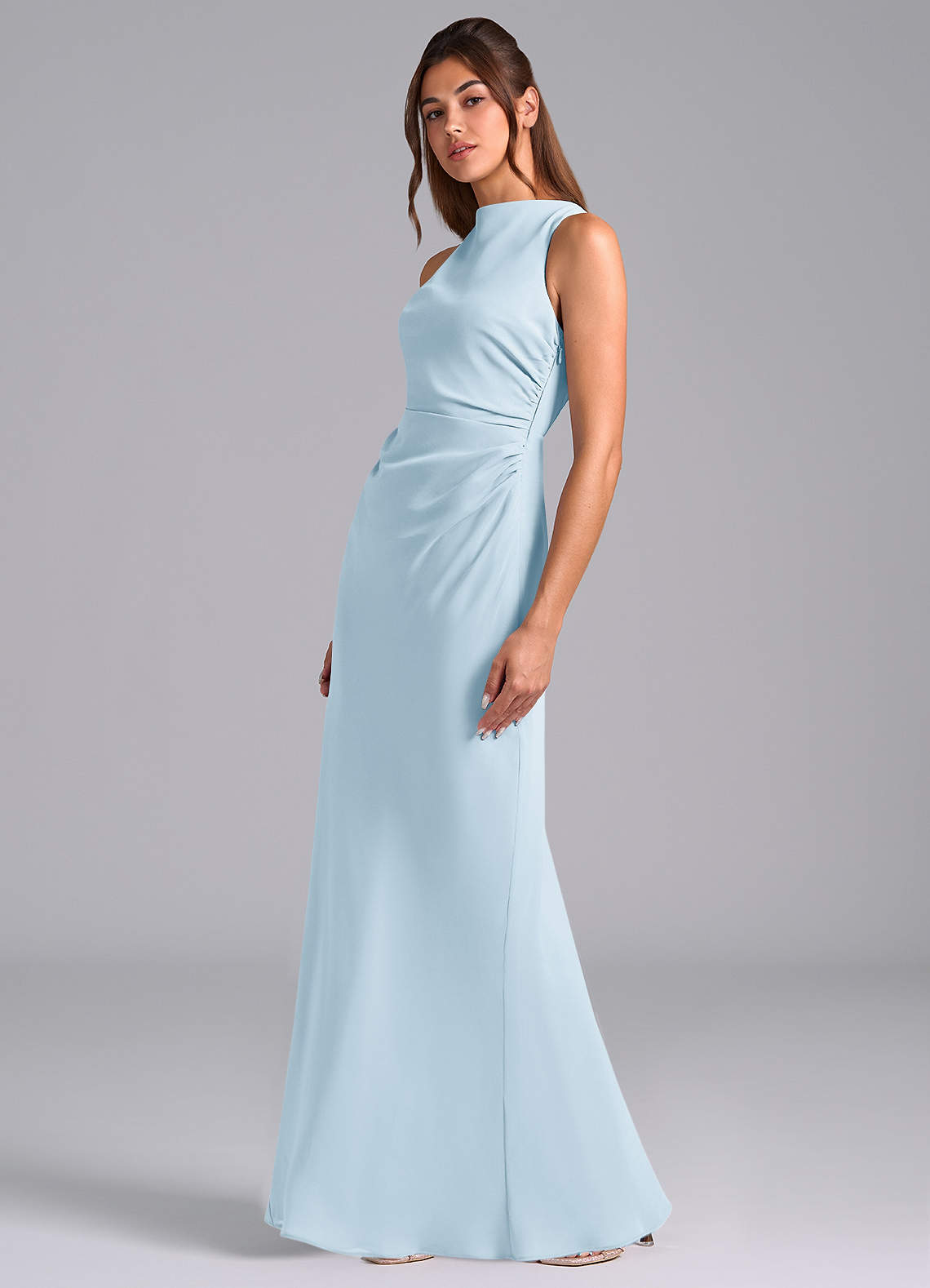 Azazie Evadne Bridesmaid Dresses Sky Blue A-Line Pleated Chiffon Dress image1
